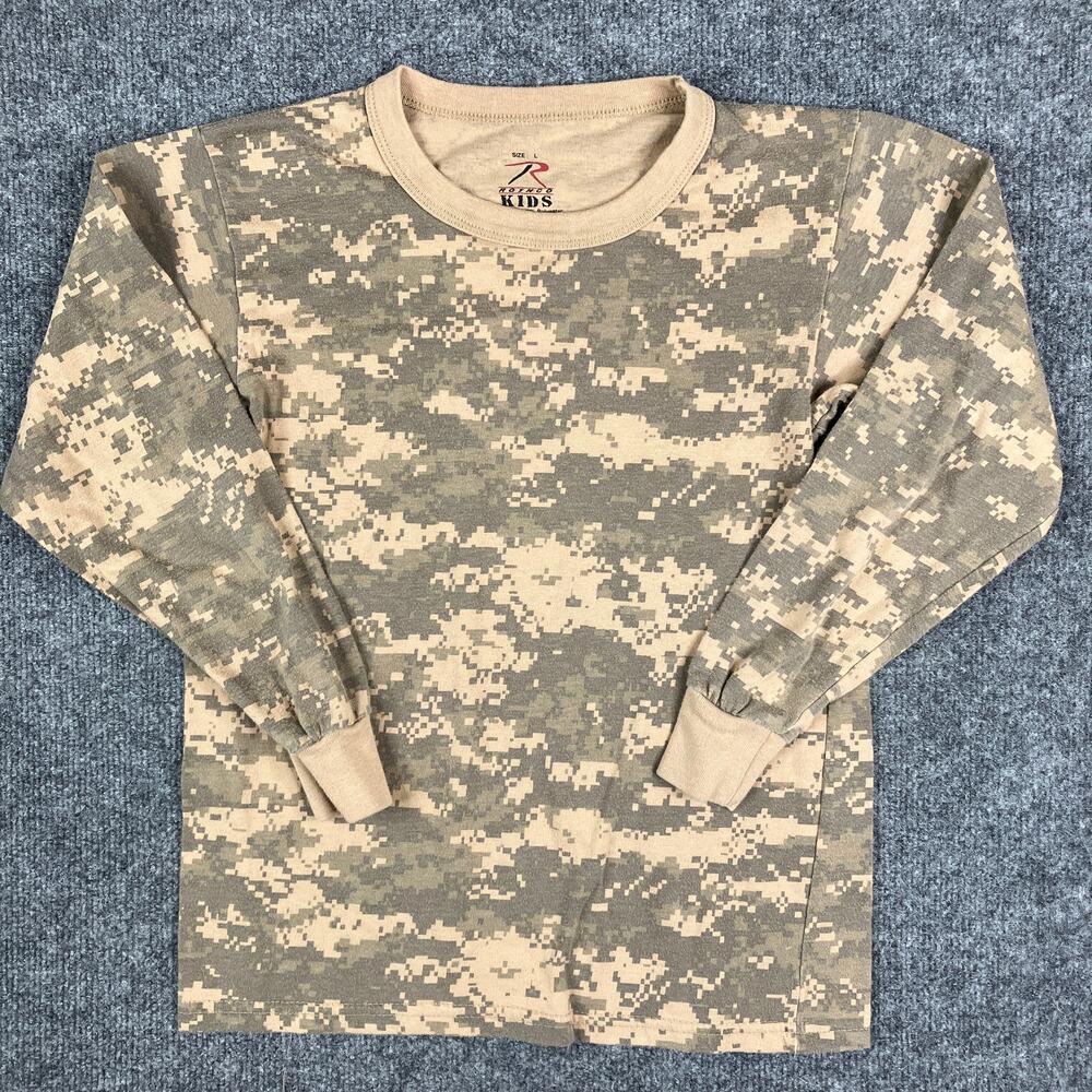 Rothco Camo Long Sleeve Shirt Kids Size L Desert Digital Military Tactical‎